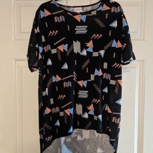 NWT LLR tunic top XS in Black, coral, blue